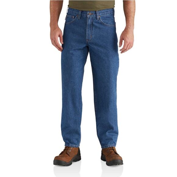 Carhartt Men's Relaxed Fit Tapered Leg Jeans Denim Stretch Blue Size 42/30 - Picture 1 of 5